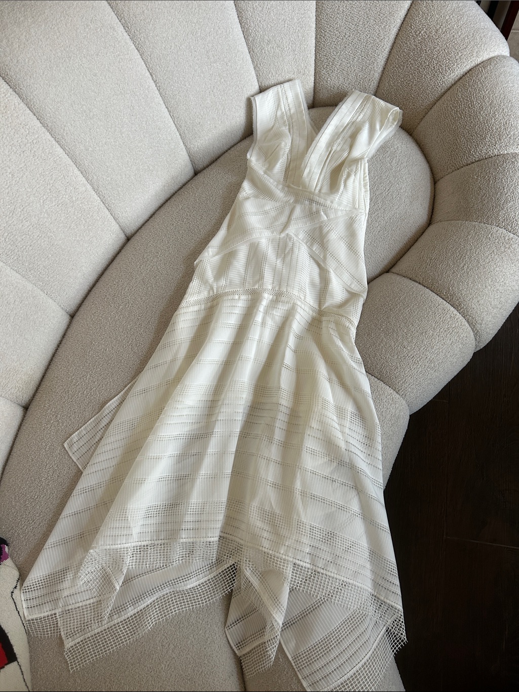 Acler Cream Textured Vneck Midi Dress